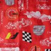 F1, autóverseny, piros gyerekmintás lakástextil, dekorvászon, 280 cm és 140 cm széles