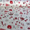 FROSTY, fehér-piros, lurexes karácsonyi lakástextil dekorációs anyag