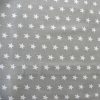 Star, fehér csillag mintás szürke pamut vászon 