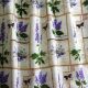 LILLA, lila virágos patchwork kevertszálas vászon anyag
